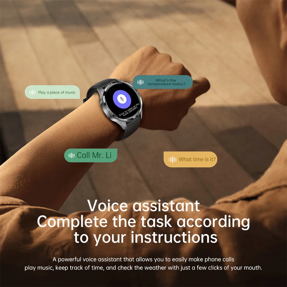 360*360 AMOLED HD Screen Bluetooth Call Waterproof Men Smart Watch