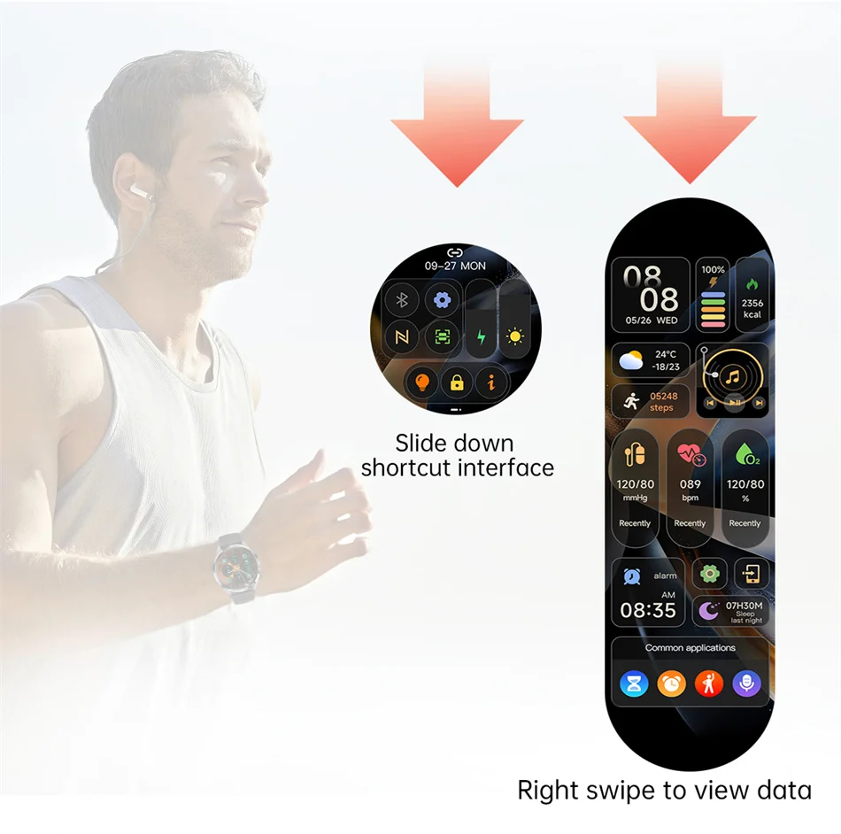 360*360 AMOLED HD Screen Bluetooth Call Waterproof Men Smart Watch