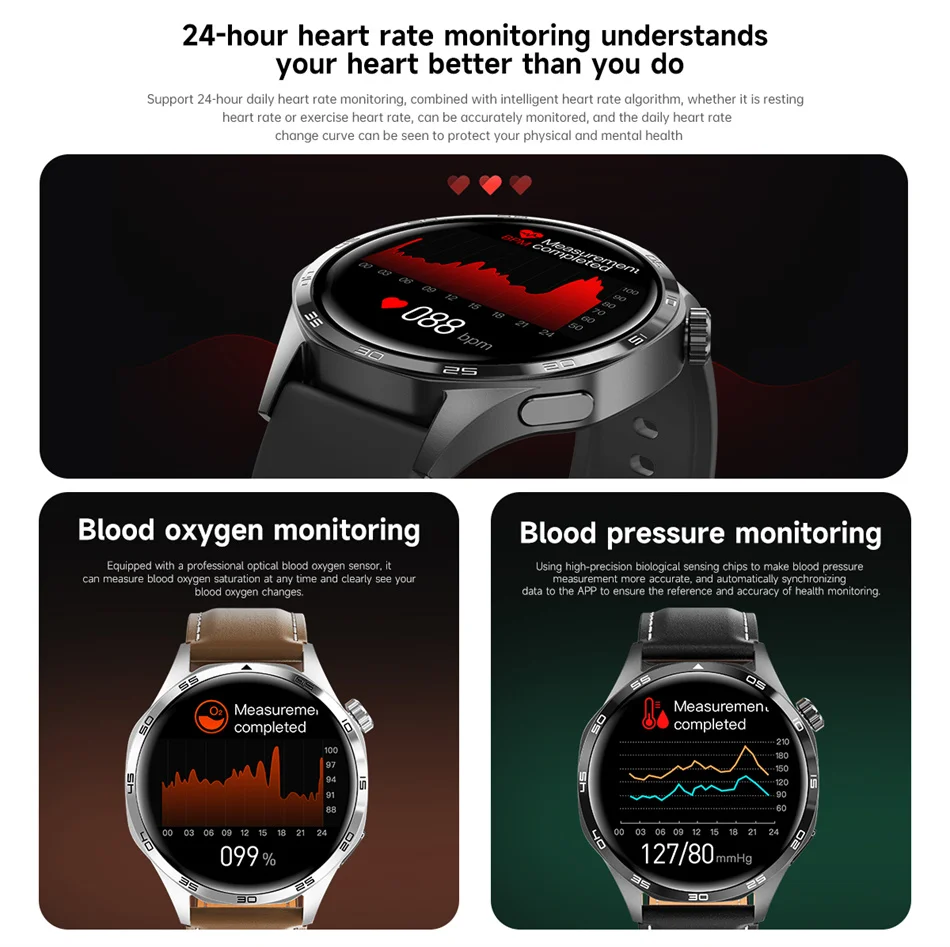360*360 AMOLED HD Screen Bluetooth Call Waterproof Men Smart Watch