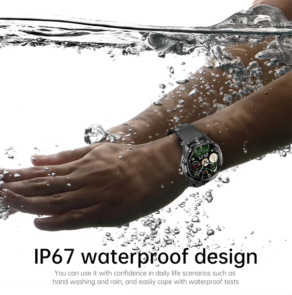 360*360 AMOLED HD Screen Bluetooth Call Waterproof Men Smart Watch