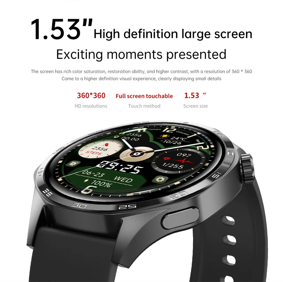 360*360 AMOLED HD Screen Bluetooth Call Waterproof Men Smart Watch