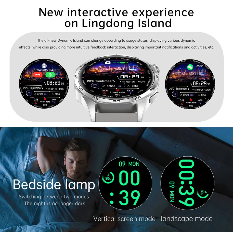 360*360 AMOLED HD Screen Bluetooth Call Waterproof Men Smart Watch