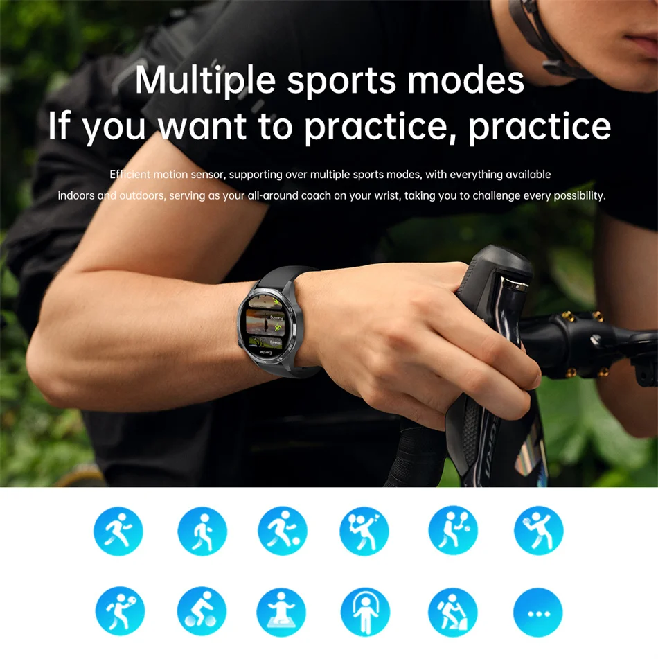 360*360 AMOLED HD Screen Bluetooth Call Waterproof Men Smart Watch
