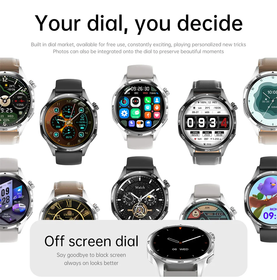 360*360 AMOLED HD Screen Bluetooth Call Waterproof Men Smart Watch