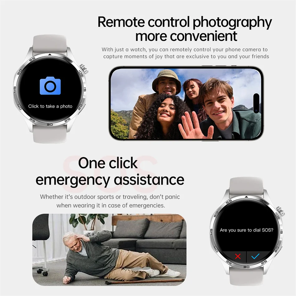 360*360 AMOLED HD Screen Bluetooth Call Waterproof Men Smart Watch
