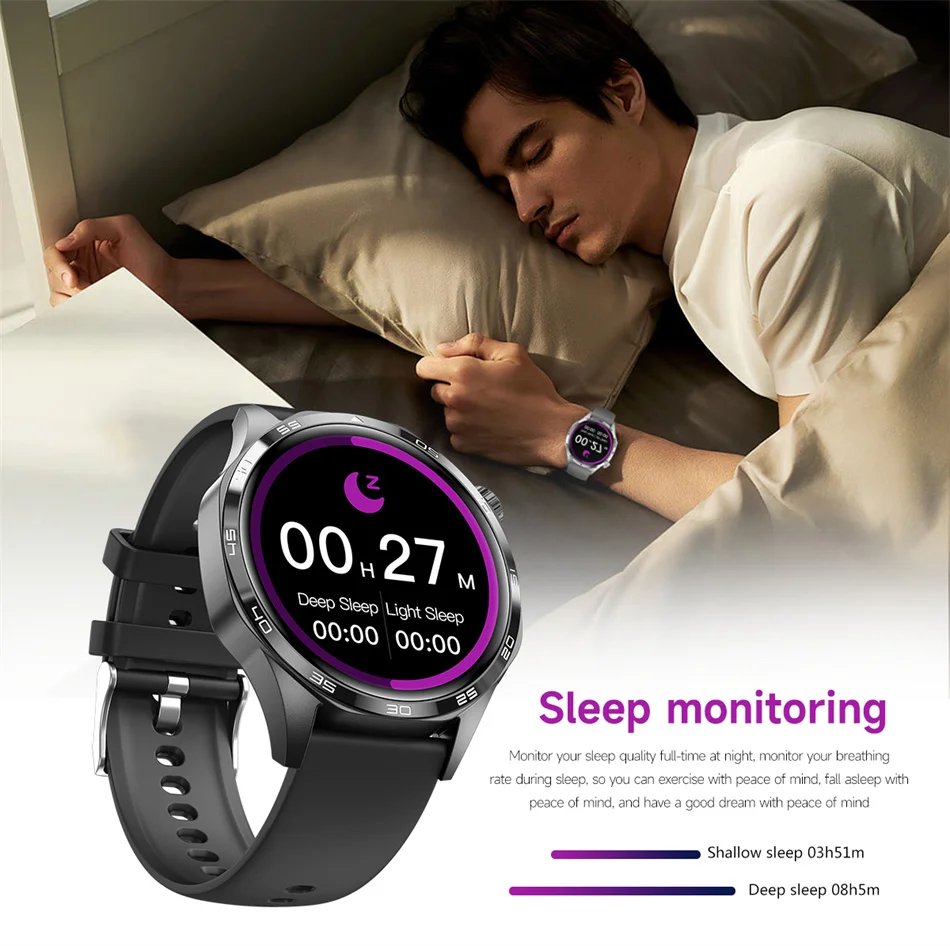 360*360 AMOLED HD Screen Bluetooth Call Waterproof Men Smart Watch