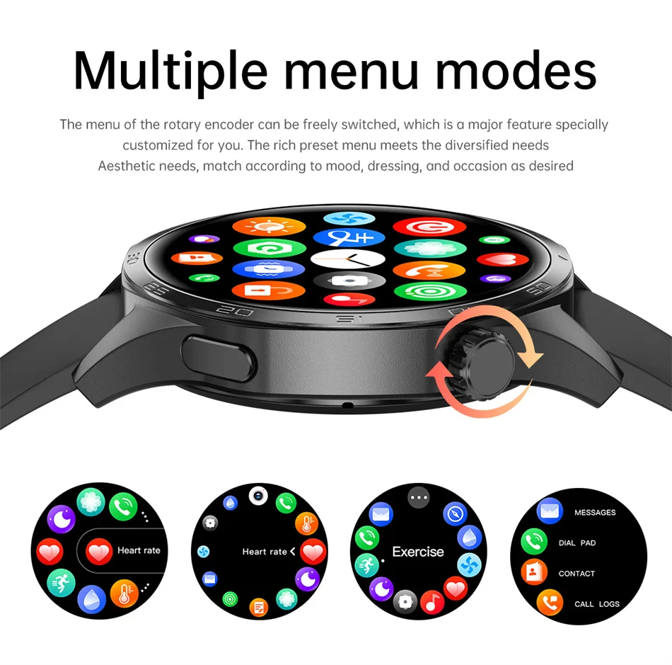 360*360 AMOLED HD Screen Bluetooth Call Waterproof Men Smart Watch