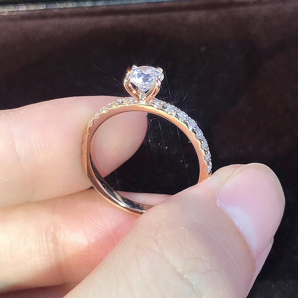 Huitan Round Zirconia Wedding Engagement Ring Women Huitan Round Zirconia Wedding Engagement Ring Women