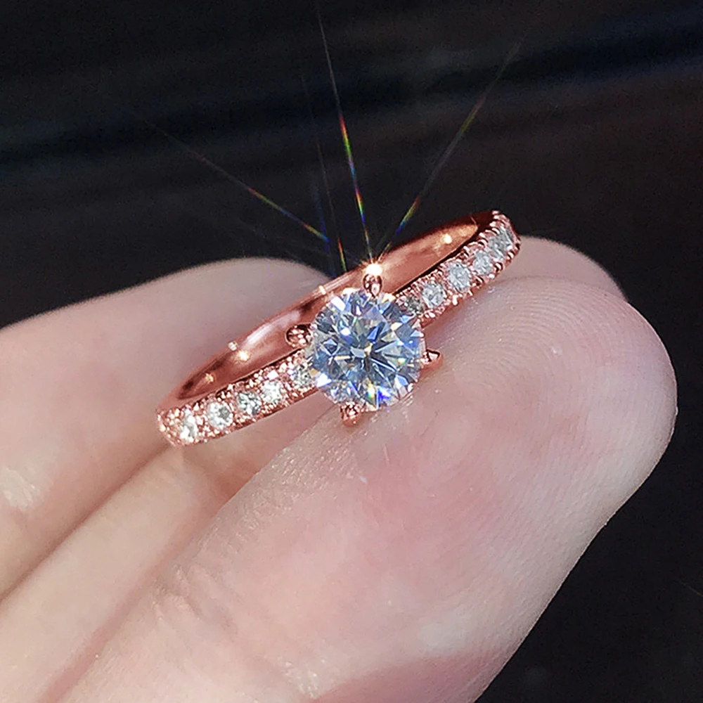 Huitan Round Zirconia Wedding Engagement Ring Women Huitan Round Zirconia Wedding Engagement Ring Women