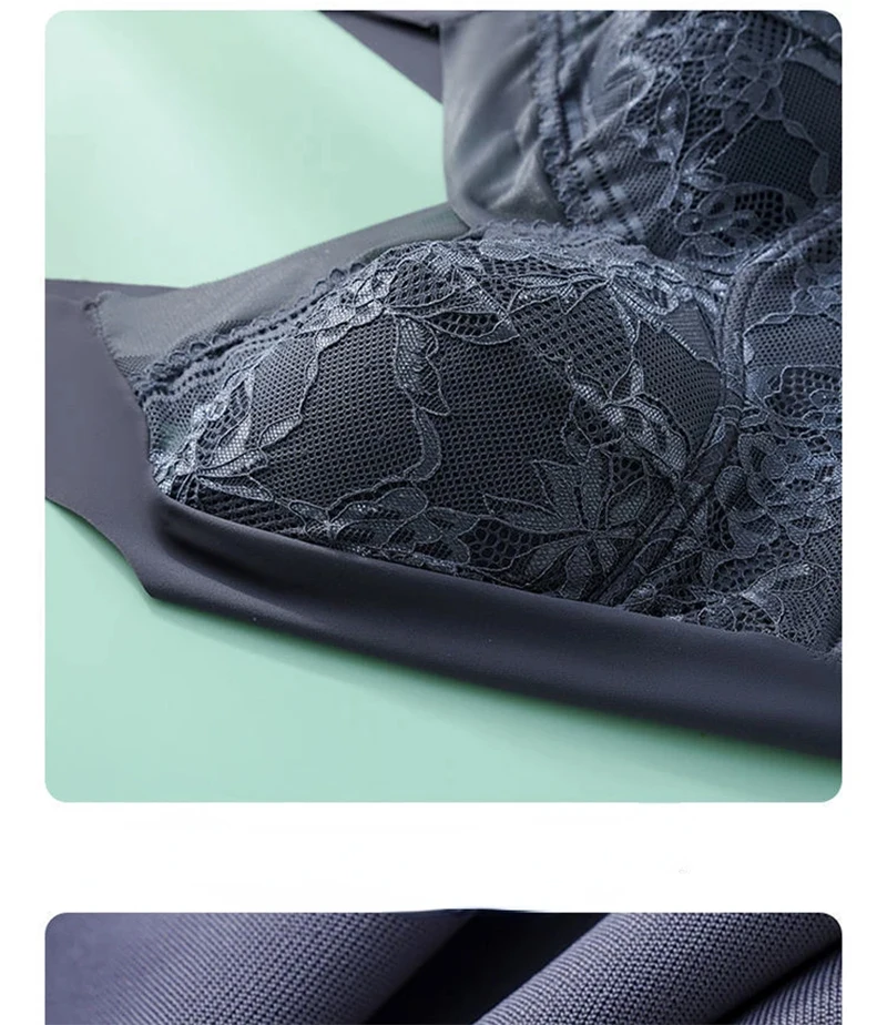 L-6L Large Bra Push Up Ice Silk Seamless upper Bralette Lace
