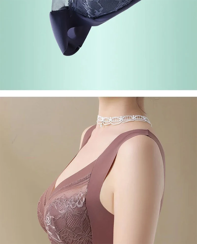 L-6L Large Bra Push Up Ice Silk Seamless upper Bralette Lace