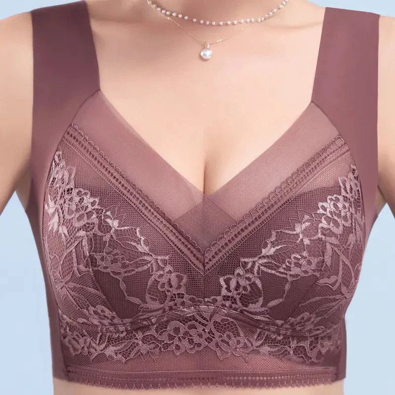 L-6L Large Bra Push Up Ice Silk Seamless upper Bralette Lace