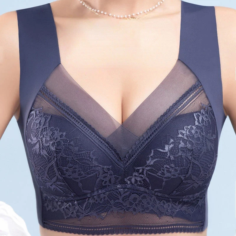 L-6L Large Bra Push Up Ice Silk Seamless upper Bralette Lace
