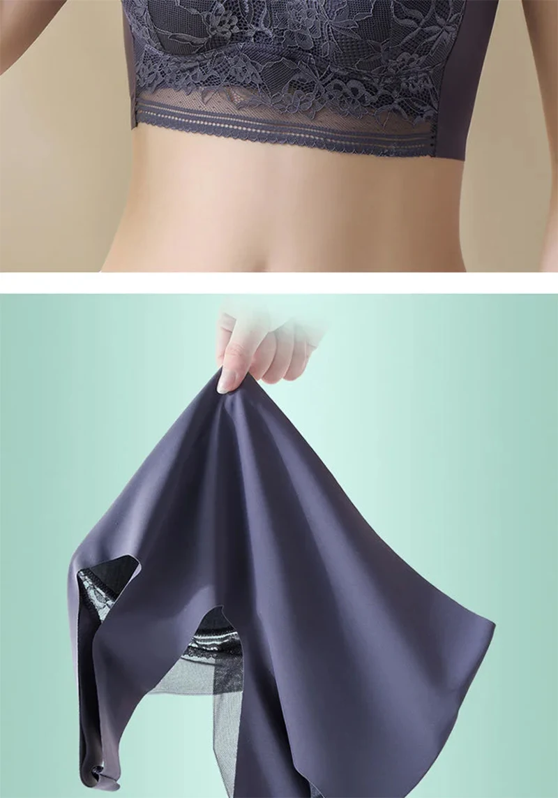 L-6L Large Bra Push Up Ice Silk Seamless upper Bralette Lace