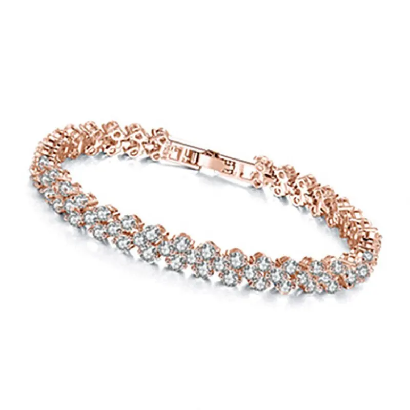 Luxury Roman Crystal Geometric Chain Bracelets for Women