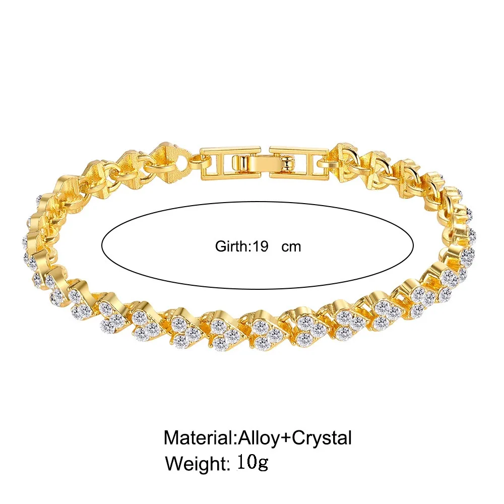 Luxury Roman Crystal Geometric Chain Bracelets for Women
