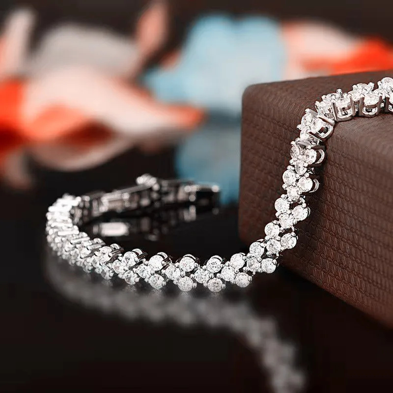Luxury Roman Crystal Geometric Chain Bracelets for Women