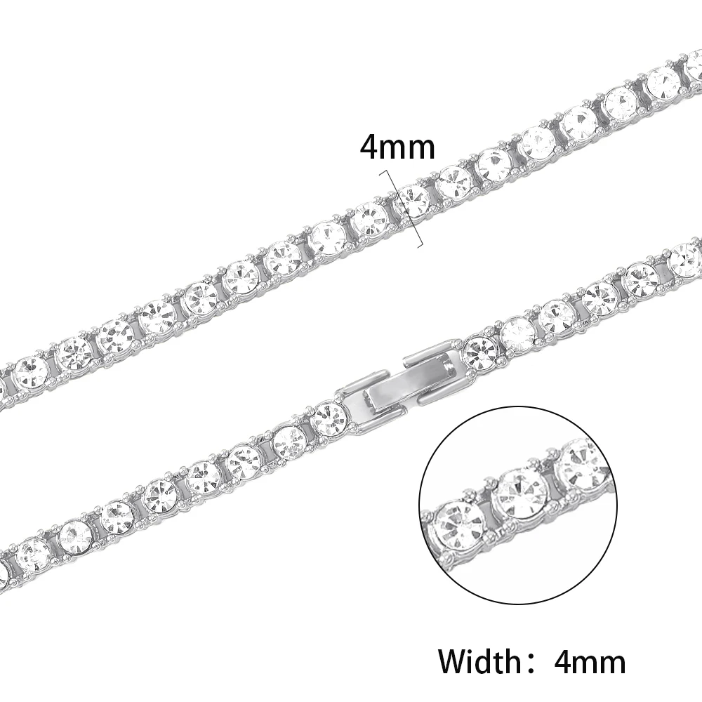 Classical 4MM Tennis Chain Iced Out Bracelet Necklace Men Classical 4MM Tennis Chain Iced Out Bracelet Necklace Men