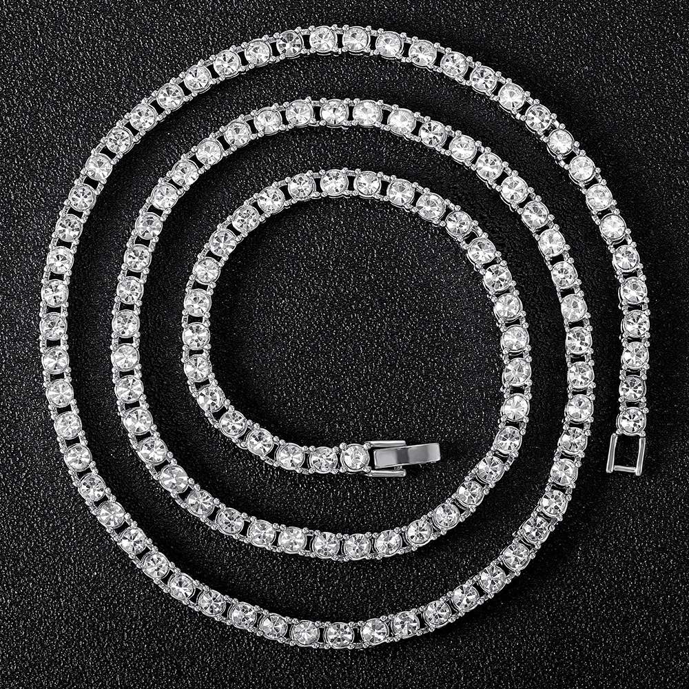 Classical 4MM Tennis Chain Iced Out Bracelet Necklace Men Classical 4MM Tennis Chain Iced Out Bracelet Necklace Men