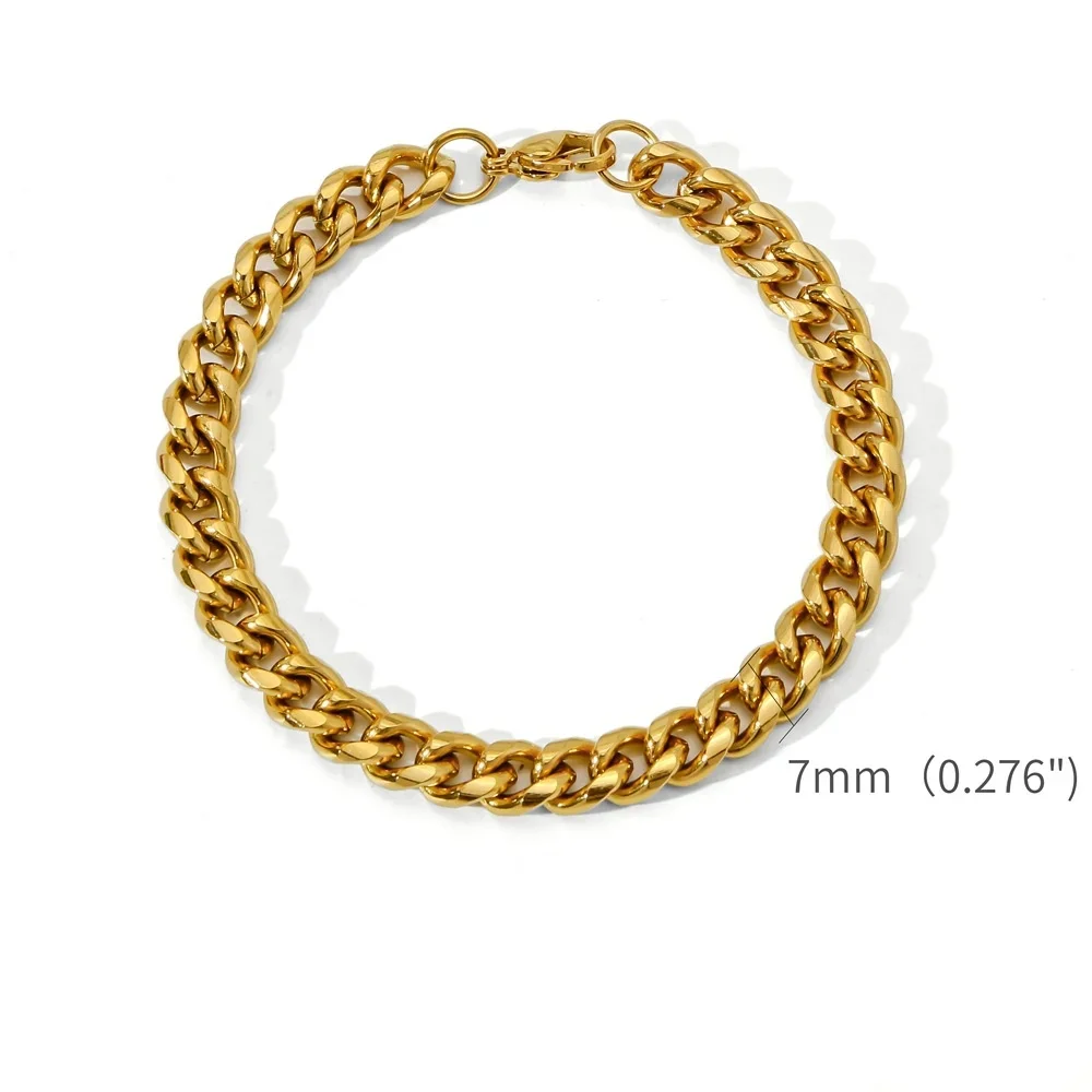 Gold Color Stainless Steel Cuban  Bracelet Chain Men