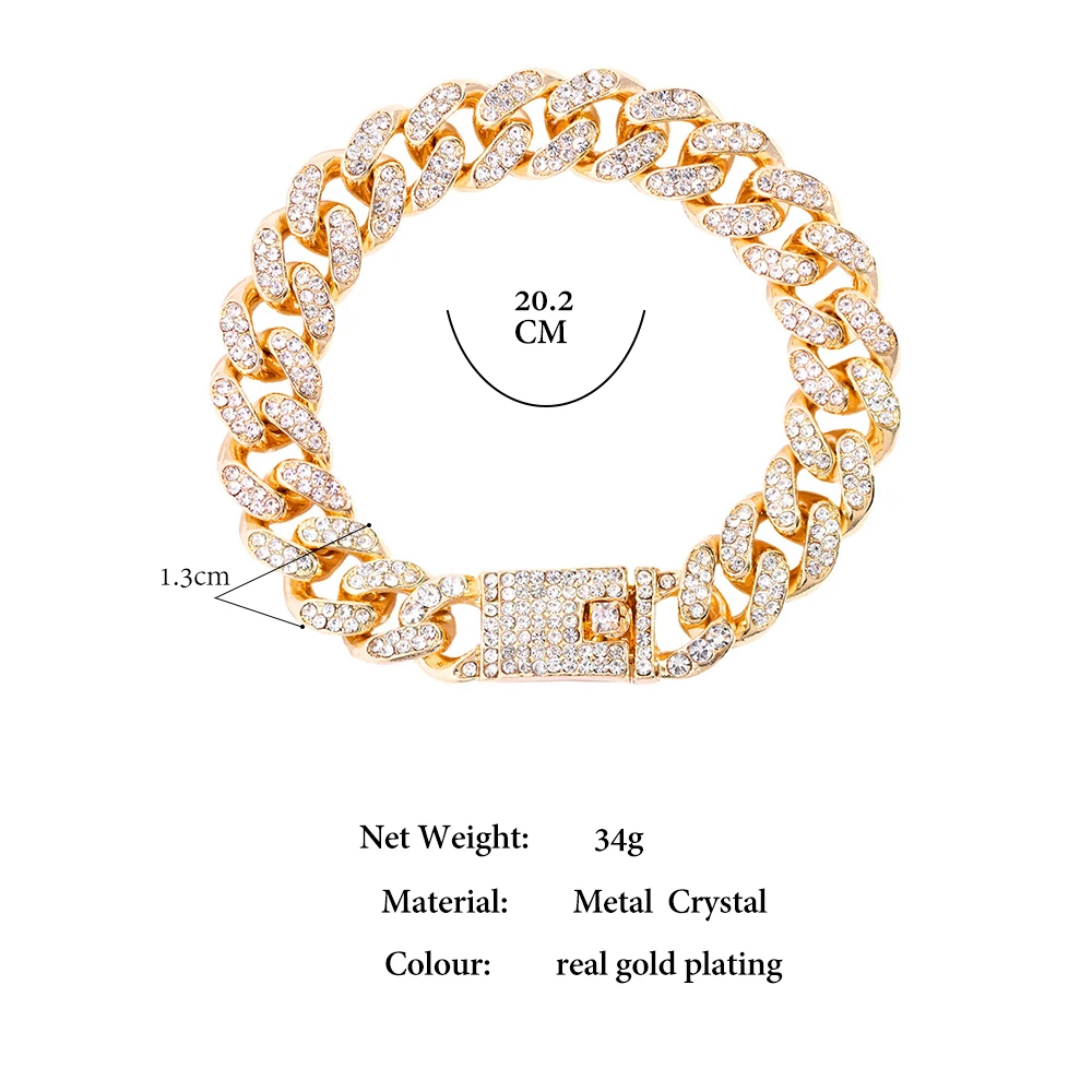 14MM Iced Prong Link Cuban Chain Bracelets for Men