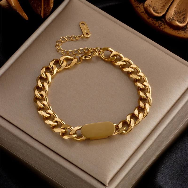 Stainless Steel Gold Color Heart Butterfly Thick Bracelet For Women