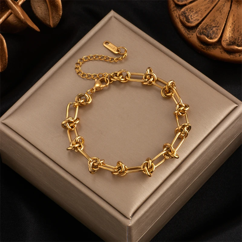 Stainless Steel Gold Color Heart Butterfly Thick Bracelet For Women
