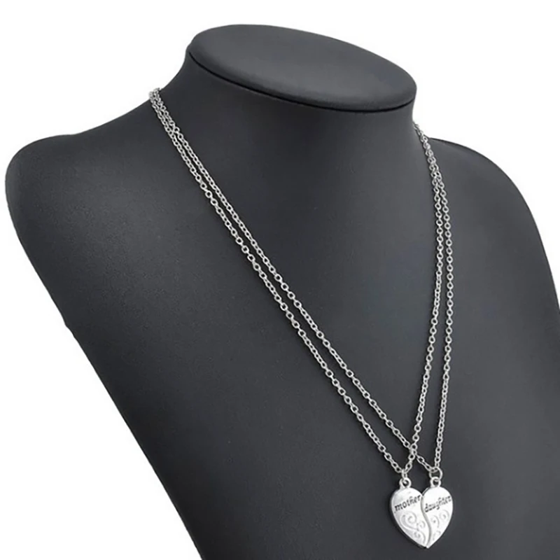 2pcs Antique Silver-plated Necklace for Daughter 2pcs Antique Silver-plated Necklace for Daughter
