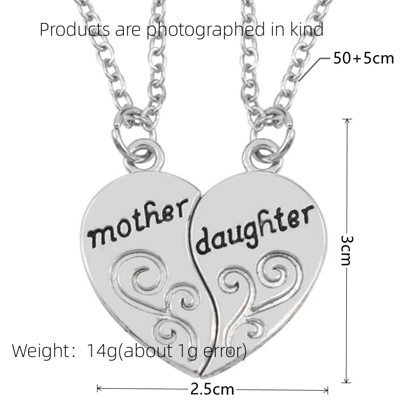 2pcs Antique Silver-plated Necklace for Daughter 2pcs Antique Silver-plated Necklace for Daughter