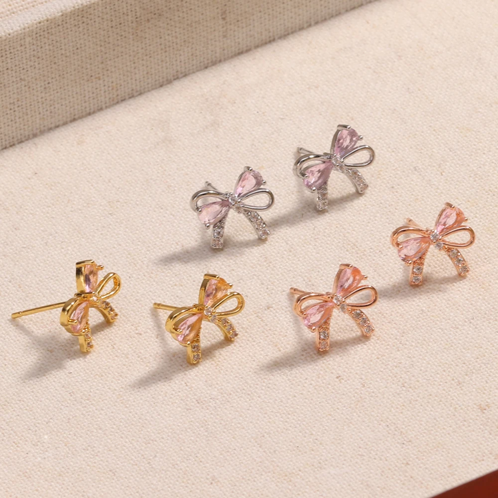 Pink Zircon Bowknot Love Heart Chain Bracelet For Women Pink Zircon Bowknot Love Heart Chain Bracelet For Women
