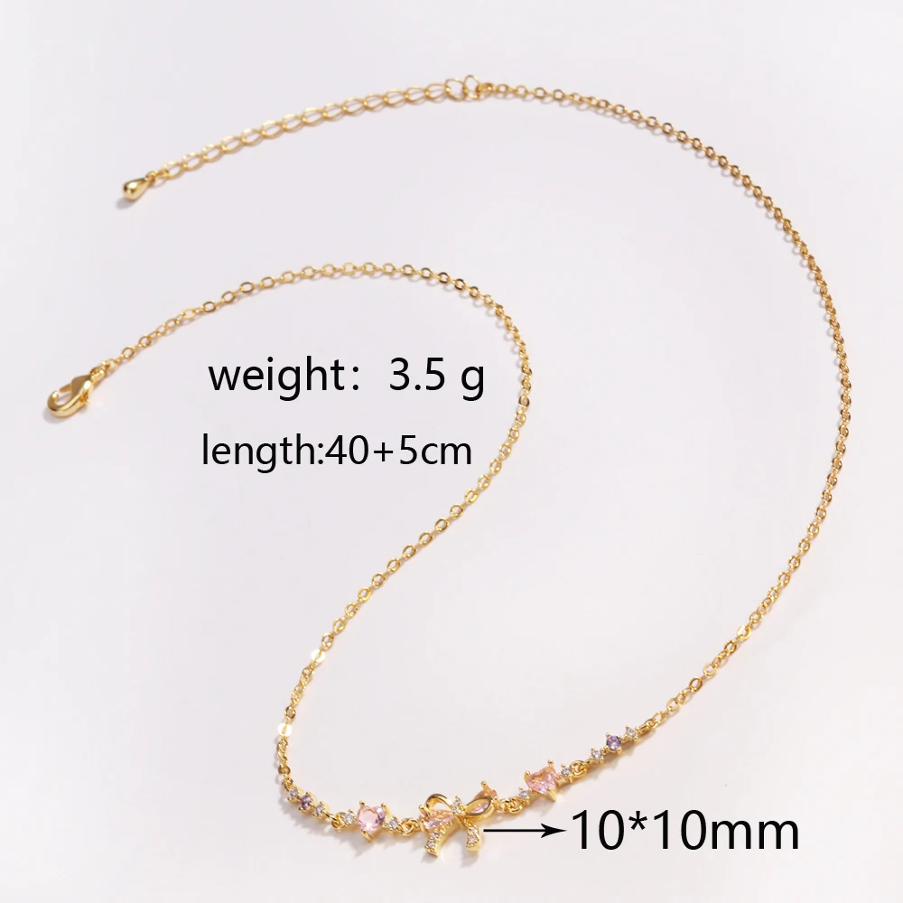 Pink Zircon Bowknot Love Heart Chain Bracelet For Women Pink Zircon Bowknot Love Heart Chain Bracelet For Women