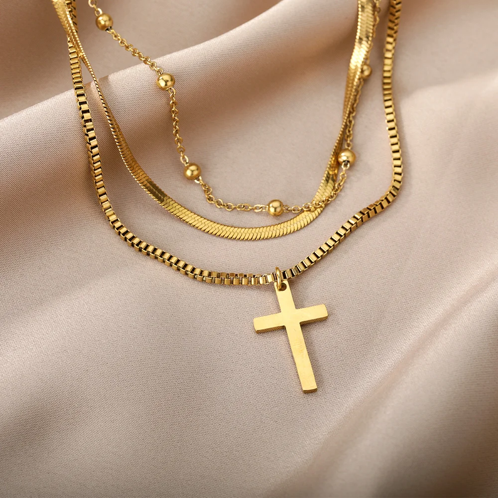 Stainless Steel Multilayer Heart Necklace For Women
