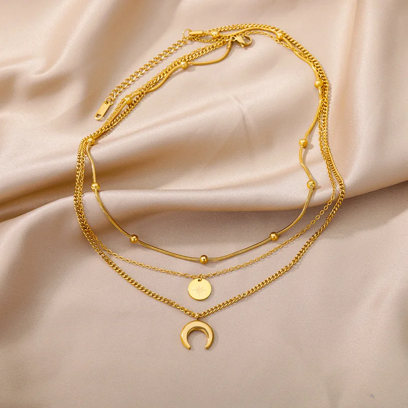 Stainless Steel Multilayer Heart Necklace For Women