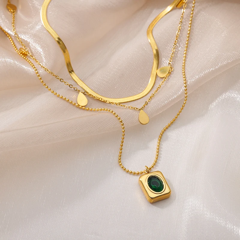 Stainless Steel Multilayer Heart Necklace For Women