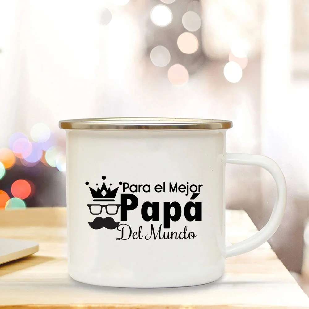 Dad I Love You Print Enamel Mugs Coffee Cups Gift for Daddy