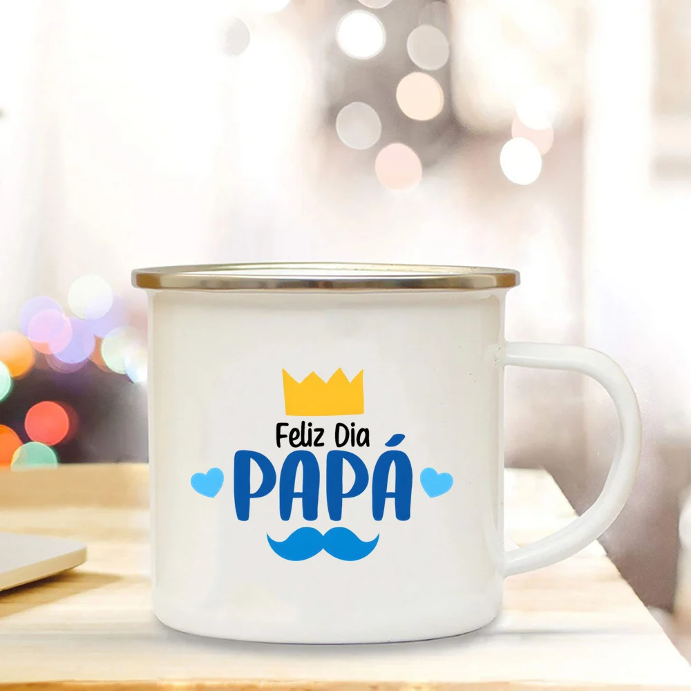Dad I Love You Print Enamel Mugs Coffee Cups Gift for Daddy