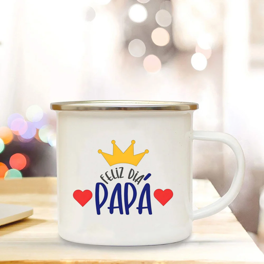 Dad I Love You Print Enamel Mugs Coffee Cups Gift for Daddy