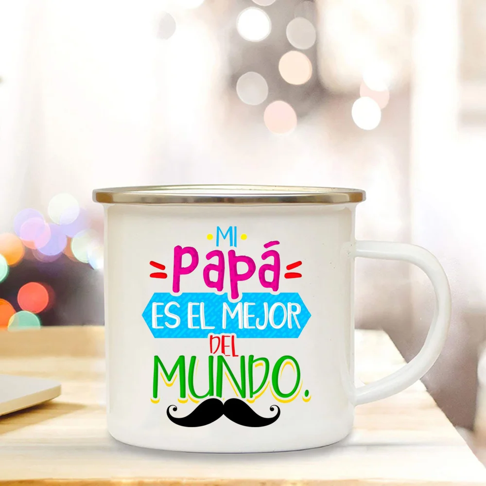 Dad I Love You Print Enamel Mugs Coffee Cups Gift for Daddy