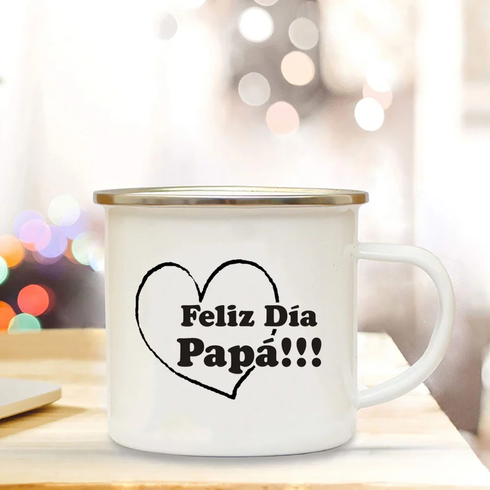 Dad I Love You Print Enamel Mugs Coffee Cups Gift for Daddy