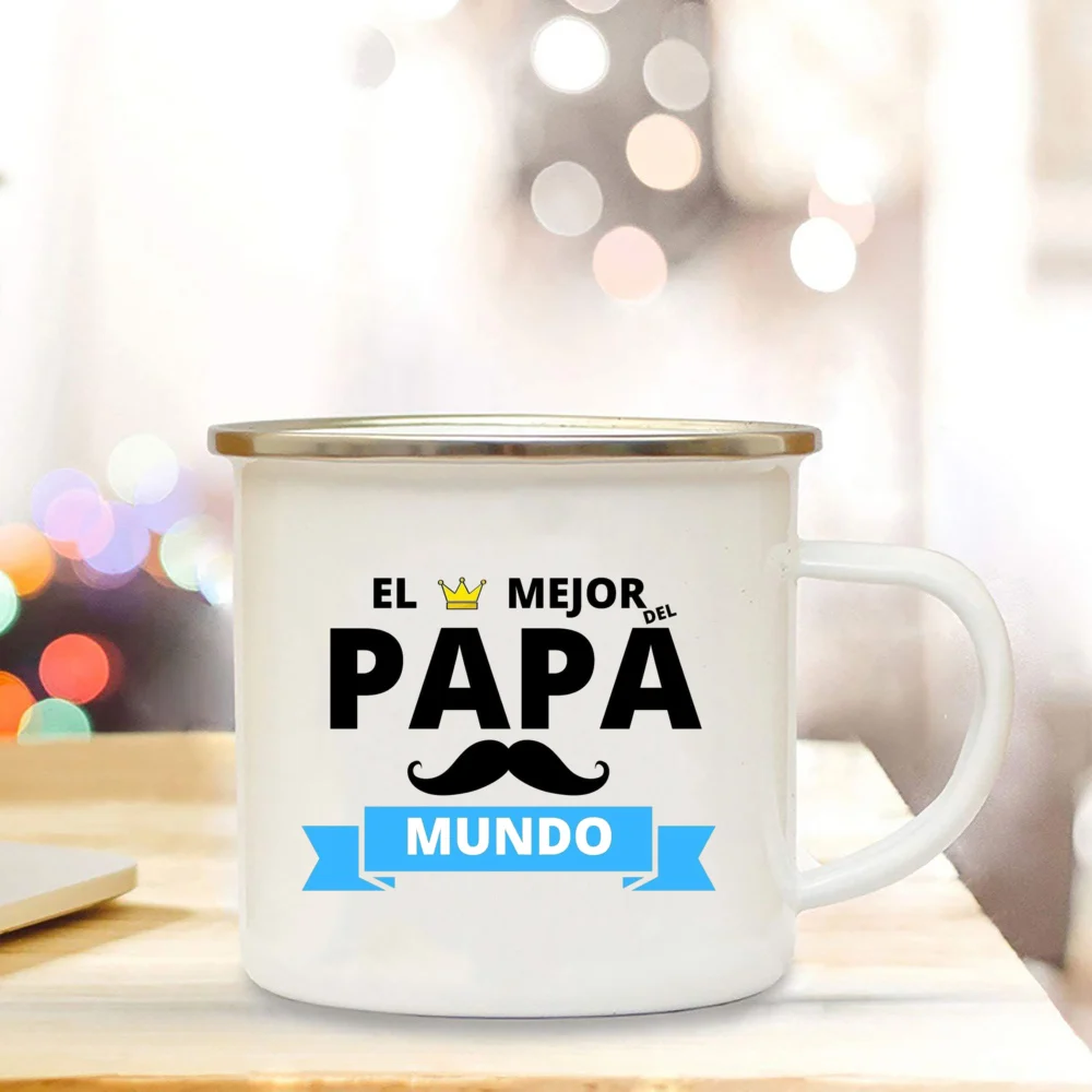 Dad I Love You Print Enamel Mugs Coffee Cups Gift for Daddy