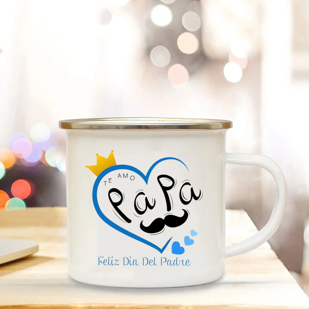 Dad I Love You Print Enamel Mugs Coffee Cups Gift for Daddy