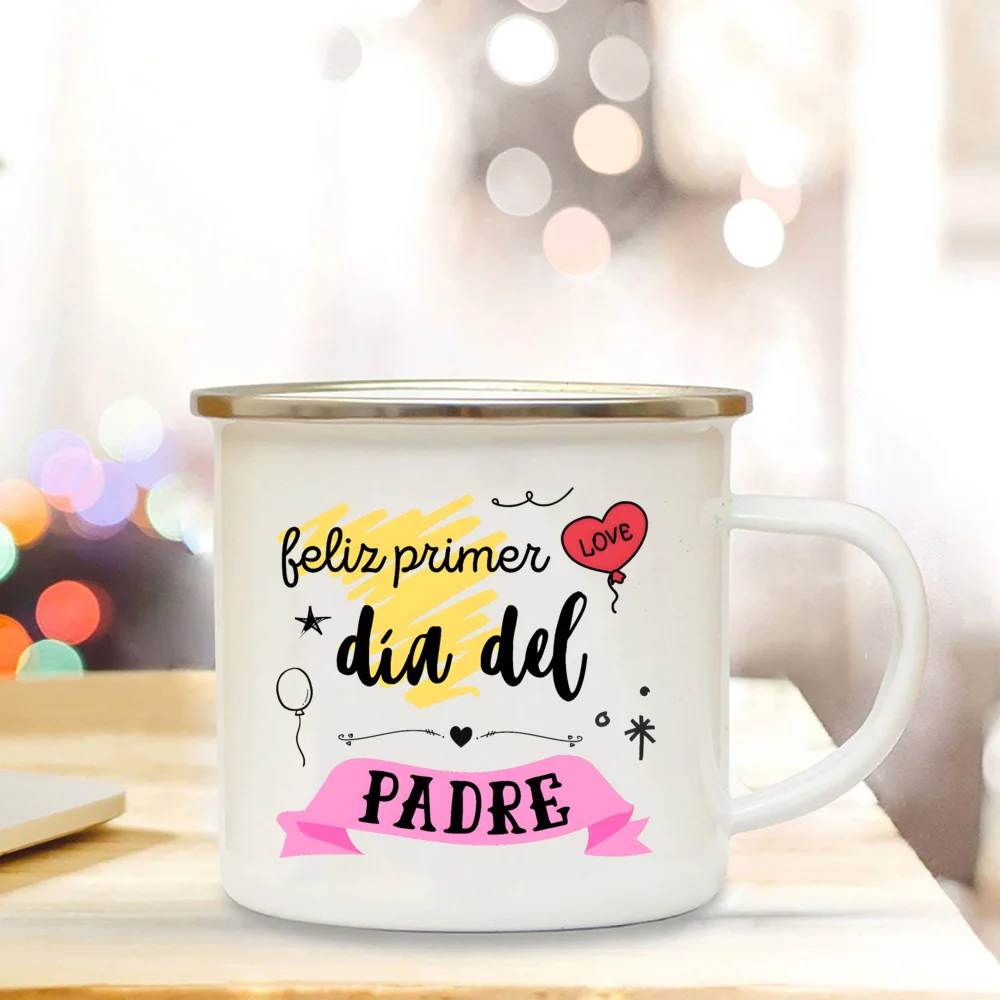 Dad I Love You Print Enamel Mugs Coffee Cups Gift for Daddy