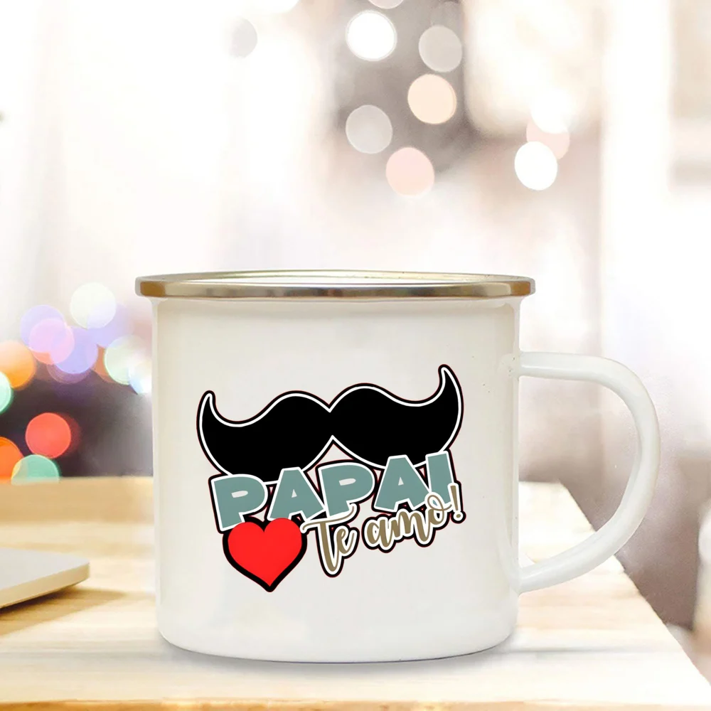 Dad I Love You Print Enamel Mugs Coffee Cups Gift for Daddy