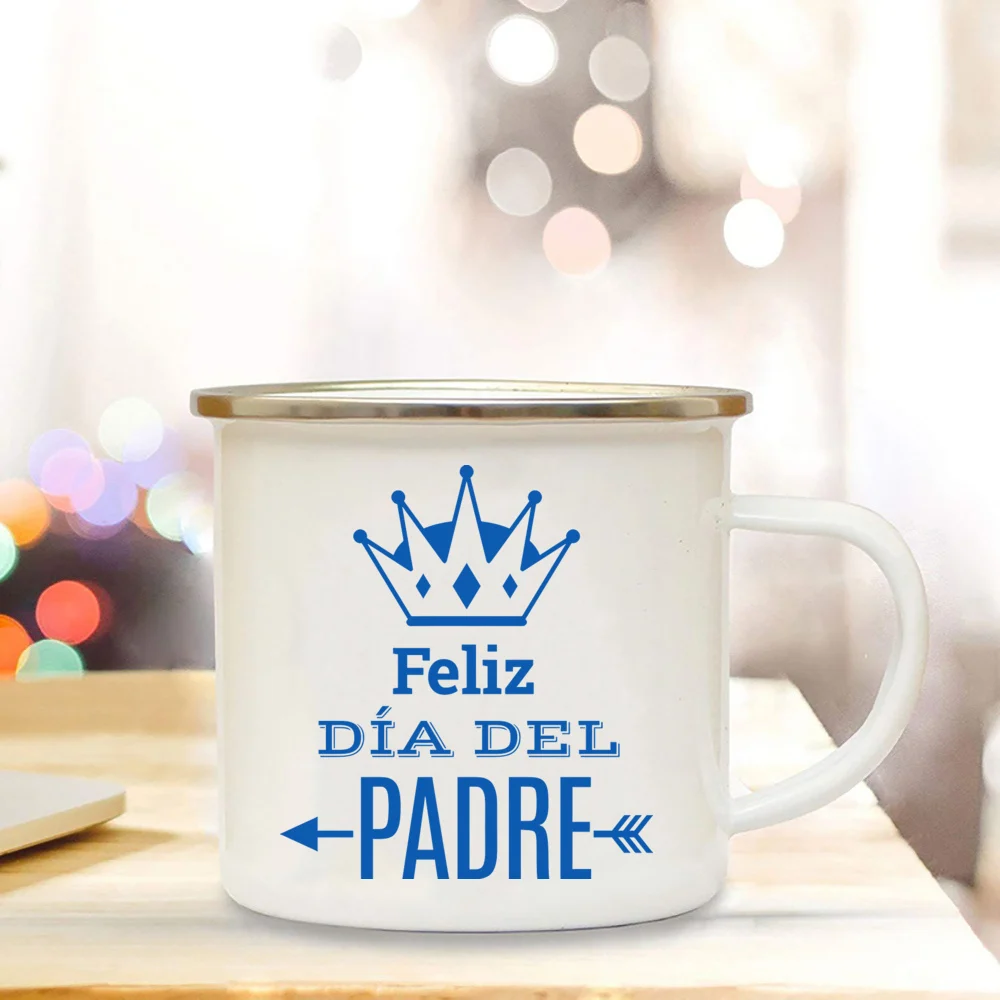 Dad I Love You Print Enamel Mugs Coffee Cups Gift for Daddy