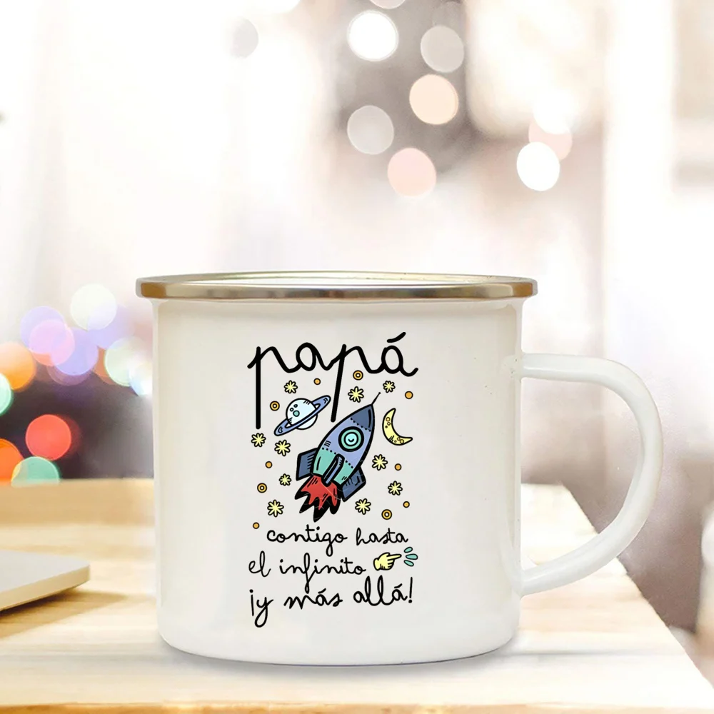Dad I Love You Print Enamel Mugs Coffee Cups Gift for Daddy