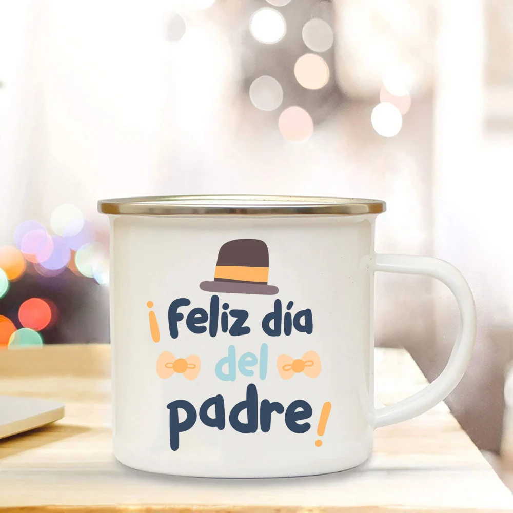 Dad I Love You Print Enamel Mugs Coffee Cups Gift for Daddy
