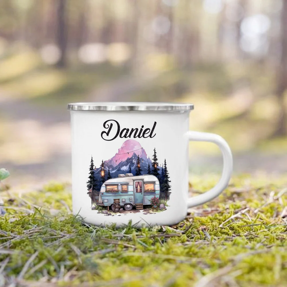 Personalized Mountain Camper Enamel Mug