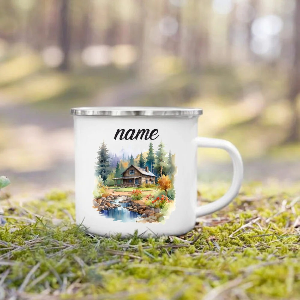 Personalized Mountain Camper Enamel Mug