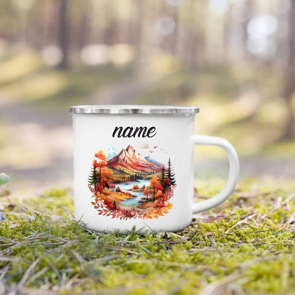 Personalized Mountain Camper Enamel Mug