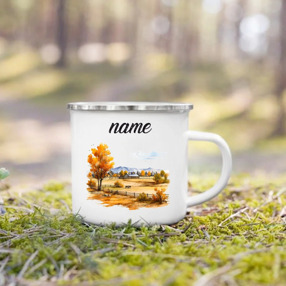 Personalized Mountain Camper Enamel Mug